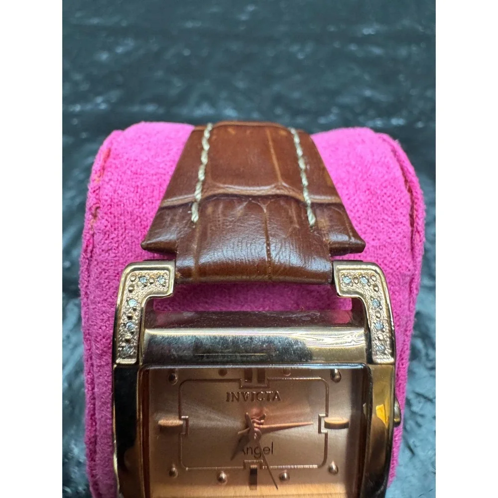 Invicta Angel Lady 0587 Women's Quartz Watch 30mm Stainless Steel Leather Band